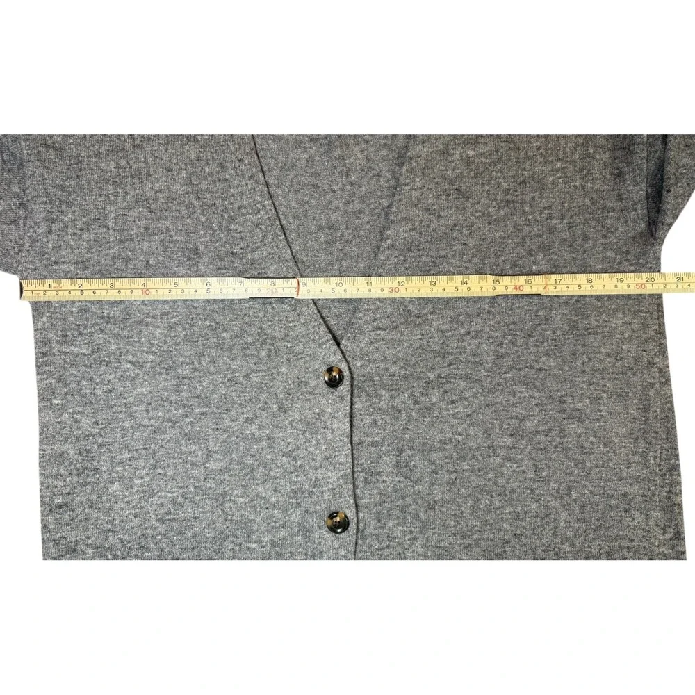Ann Taylor Longline Cardigan Sweater Gray Wool Blend V Neck Button Front Size M - Picture 8 of 9
